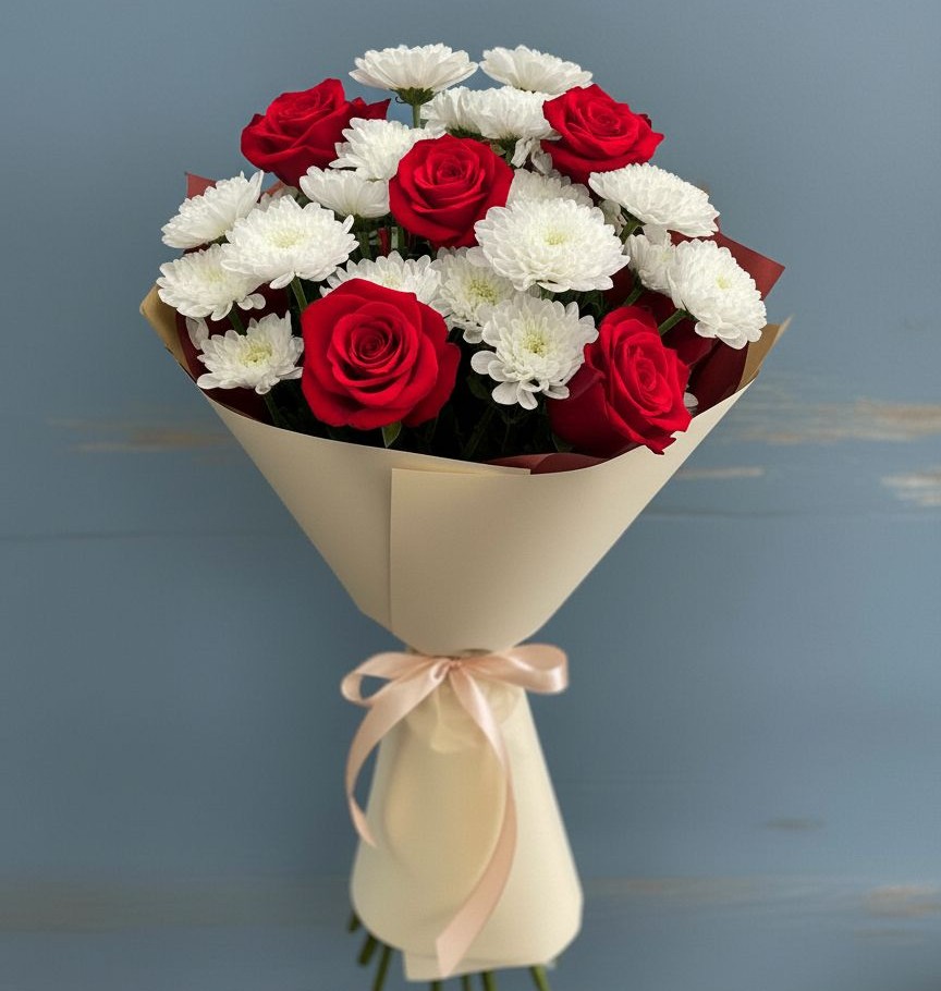 Букет цветов из: Розы и Хризантемы в Ярково Новосибирской области