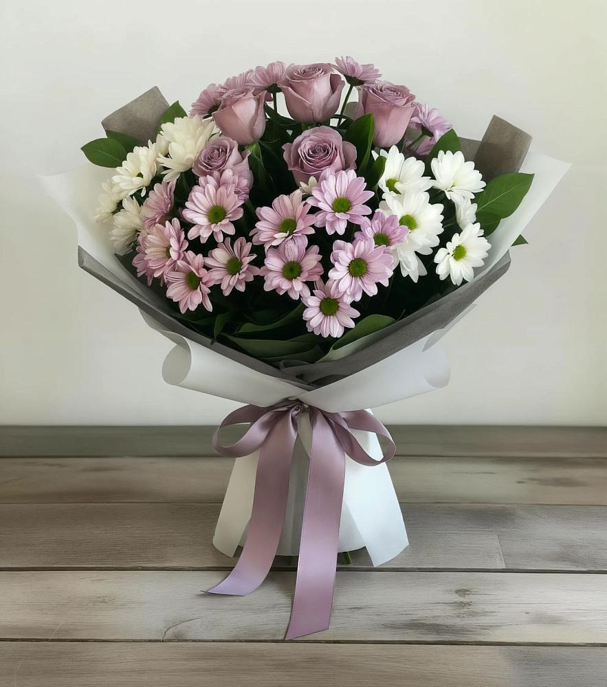 Букет цветов из: Хризантемы и Розы в Ярково Новосибирской области