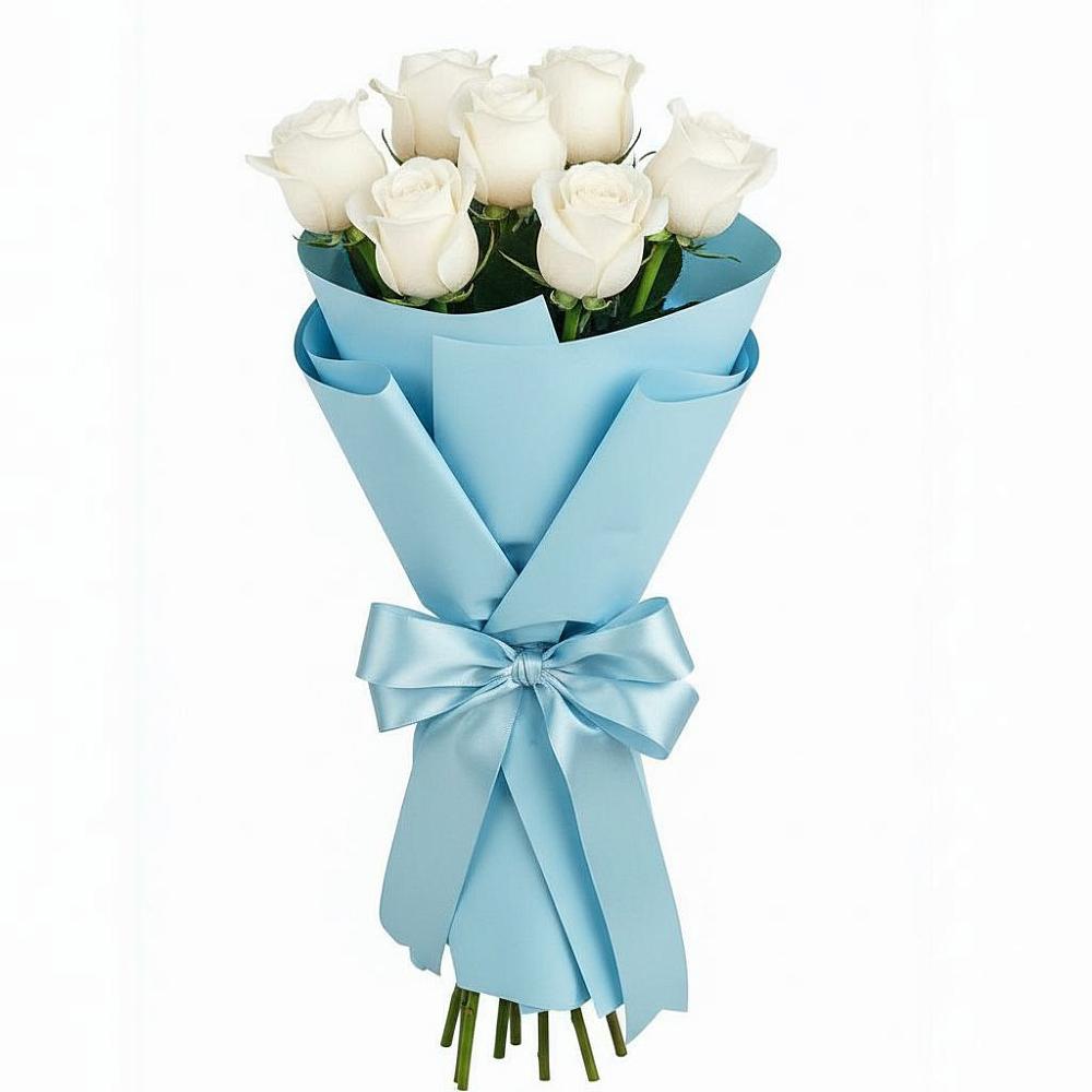 Букет 7 белых роз Проуд в Ярково Новосибирской области