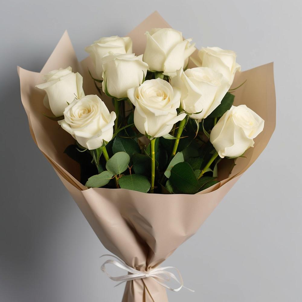 Букет 9 Белых роз Эдлесс Лав в Ярково Новосибирской области