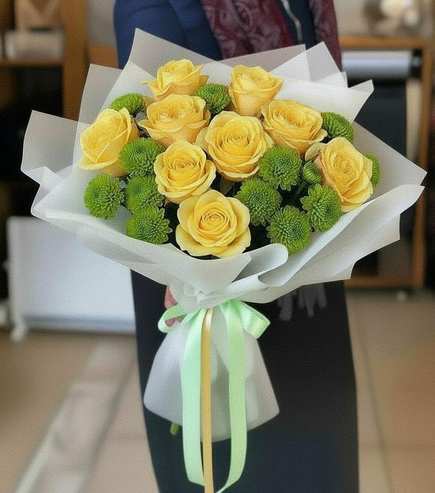 Букет цветов из: Хризантемы и Розы в Ярково Новосибирской области