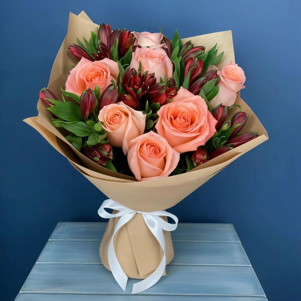 Букет цветов из: Розы и Альстромерии в Ярково Новосибирской области