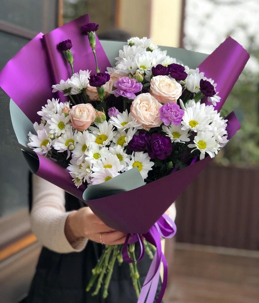 Букет цветов из: Хризантемы, Гвоздики и Розы в Ярково Новосибирской области