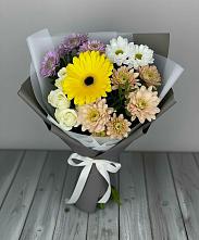 Букет цветов из:  Розы, Герберы и Хризантемы в Ярково Новосибирской области