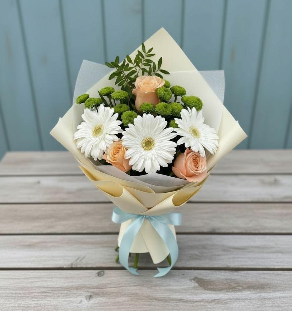 Букет цветов из: Герберы, Розы и Хризантемы в Ярково Новосибирской области