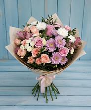 Букет цветов из:  Хризантемы, Розы и Альстромерии в Ярково Новосибирской области