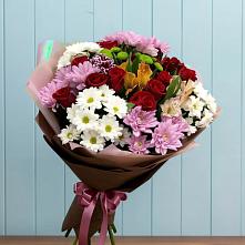 Букет цветов из:  Розы, Хризантемы и Альстромерии #REPLACE_PRED# Ярково Новосибирской области