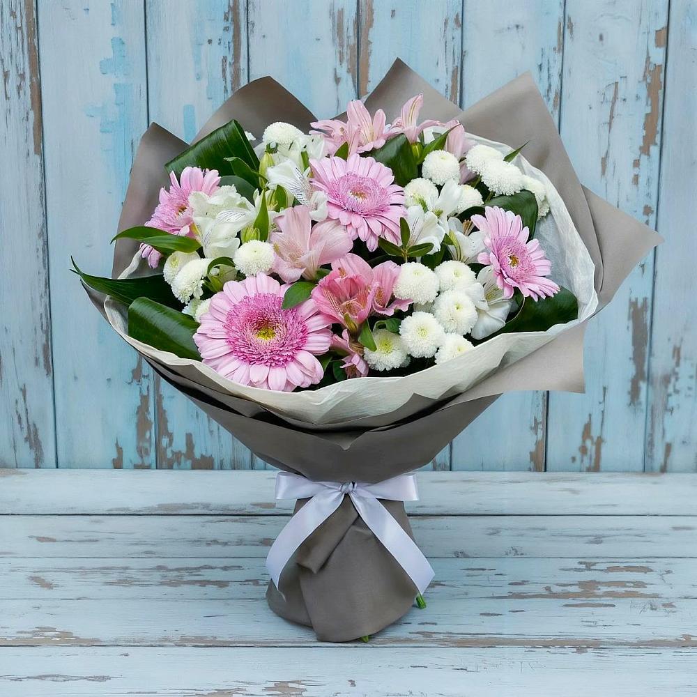 Букет цветов из: Герберы, Альстромерии и Хризантемы в Ярково Новосибирской области