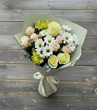 Букет цветов из:  Альстромерии, Розы и Хризантемы в Ярково Новосибирской области